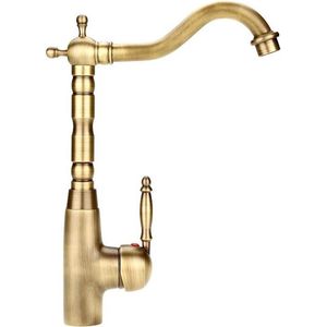 Allecto Plus - Gouden retro-stijl mengkraan voor keuken en badkamer met enkele handgreep