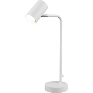 LED Bureaulamp - Tafelverlichting - Trion Milona - GU10 Fitting - Rond - Mat Wit - Aluminium