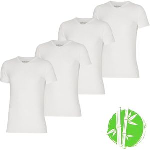 Apollo bamboo heren t-shirts | V-hals | MAAT S | 4-pack | wit