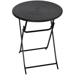 Inklapbare tuintafel - Outdoor Living - Ronde vorm – Houtlook - Donkergrijs