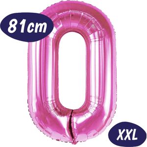 Cijfer Ballonnen - Ballon Cijfer 0 - 70cm Fuchsia Roze - Folie - Opblaas Cijfers - Verjaardag - 10, 20, 30, 40, 50, 60, 70, 80, 90 jaar - Versiering