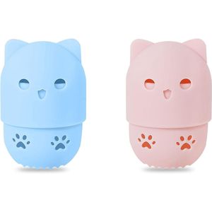Beauty Sponge Travel Case - Set van 2 | Make-up Spons Houder | Wasbaar en Herbruikbaar | Geschikt voor Thuis, Uitstapjes, Reizen | Roze Blauw