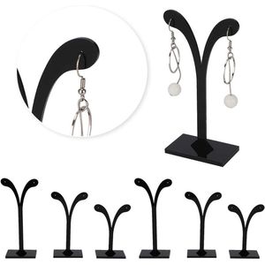 Oorsteker Rek Acryl Oorbel Sieraden Houder Display Stand Rekwisieten - Zwart (6 Stuks)