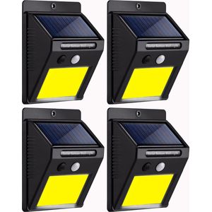 Ledlamp Floodlight met Bewegingssensor Draadloos – LED Lamp met krachtige Monocrystalline Zonnecellen en Lithium Accu – 4 Stuk – Lamp met 48 LEDS van 5,5 Watt – Waterdichte IP65 Tuinverlichting