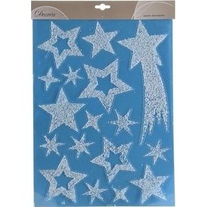Kerst raamstickers glitter sterren plaatjes 30 x 40 cm - Raamdecoratie kerst - Kinder kerststickers