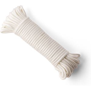 SNURO Gevlochten nylon Touw (6mm, 20M) - Slijtvast koord in sterke witte polyamide - Paracord koord - met zeer hoge breeksterktes