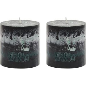Riviera Maison - Kaarsen - Pillar Candle ECO black 10x10 - Zwart - Set van 2 stuks