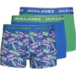 JACK & JONES Jacneon microfiber trunks (3-pack) - heren boxers normale lengte - blauw - groen - Maat: L