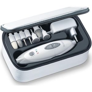 Sanitas SMA 35 Elektrische nagelvijl - Nagelfrees - Elektrische Manicure en Pedicure set - 7 Opzetstukken – Opbergtas – Beschermkap - 2 Standen – Links- en rechts draaiend - 2 Jaar garantie – Wit/zilver