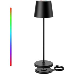 Tafellamp Oplaadbaar – Bureaulamp – Draadloos – Op Batterijen – Dimbare LED – Waterdicht – Multifunctioneel - Zwart