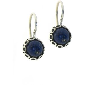 SilverGems Zilveren oorhangers met ronde Lapis Lazuli edelstenen