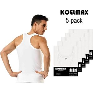 Heren halterhemd - Tanktop - Wit - 5 Pack - Maat XL