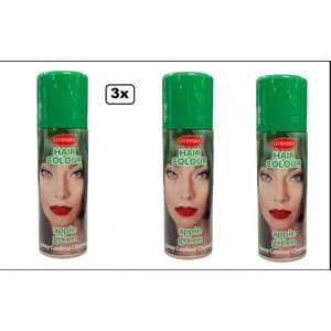 3x Haarspraygroen125 ml - Word bezorgd in doos ivm beschadeging - Festival thema feest carnaval haar kleurspray party