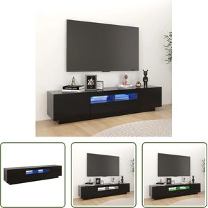 The Living Store TV-meubel Modern - Hifi-kast - 180 x 35 x 40 cm - RGB LED-verlichting - Zwart - Bewerkt hout