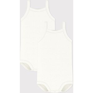 Petit Bateau 2-pack babybody met schouderbandjes voor meisjes Meisjes Rompertje - Wit
