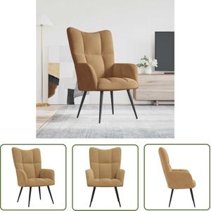 The Living Store Relaxstoel fluweel bruin - Relaxfauteuil - Bruine Fauteuils - Velvet Fauteuil - Lounge Stoel - Comfortabele Stoel