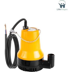LifeStages - Dompelpomp vuil water - Dompelpomp 12 V - 60 W - 3600 l/h voor Vijverboot met 1,3 m Kabel - Geel/Zwart