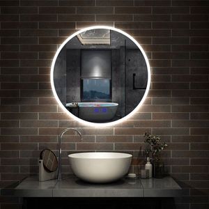 LED badkamerspiegel 60x60cm met verlichting, Bluetooth, aanraakschakelaar, anti condensatie, wit licht/warm wit licht/warm licht, regelbare helderheid