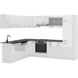 Vicco R-Line Hoekkeuken – 227 x 287 cm , WB Antraciet Wit hoogglans/wit , WB Antraciet