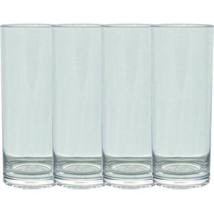 Set van 4x stuks onbreekbare kunststof camping/picknick longdrink glazen/waterglazen 360 ml - polycarbonaatglas