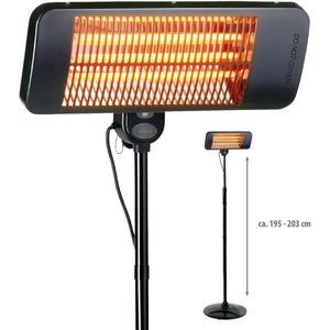 alpina Infrarood Verwarming Staand - Terras Heater 2000W 3 Warmtestanden - Spatwaterdichte Terrasheater IP24 met Infrarood Paneel