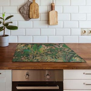 Inductiebeschermer bladeren van bananenplant | 91.2 x 52 cm | Keukendecoratie | Bescherm mat | Inductie afdekplaat