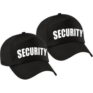 2x stuks zwarte security pet / baseball cap voor dames en heren - carnaval verkleed hoeden/petjes