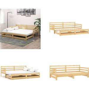 vidaXL Slaapbank uitschuifbaar massief grenenhout 2x(90x200) cm - Bedbank - Bedbanken - Bed Bank - Bed Banken