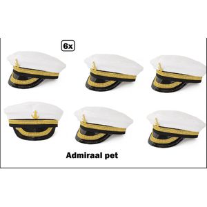 6x Admiraal pet - Themaparty - marine leger boot carnaval schipper festival thema feest party