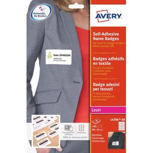 Badge etiket Avery 80x50mm - wit - rood kader NP doos 20 vel