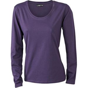 James and Nicholson Dames/dames T-Shirt met lange mouwen (Medium Long-Sleeved) (Aubergine)