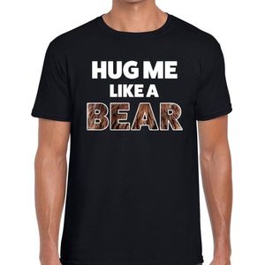 Hug me like a bear tekst t-shirt zwart voor heren S