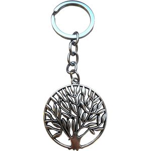 Sleutelhanger Tree of Life – Levensboom - XL - Zilverkleur - Amulet - Geluksbrenger