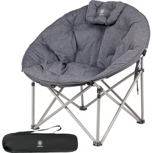 Opvouwbare Moonchair XXL Campingstoel - 150 kg - Dik Gevoerd - Hoge Rugleuning - Grijs strandstoel opvouwbaar