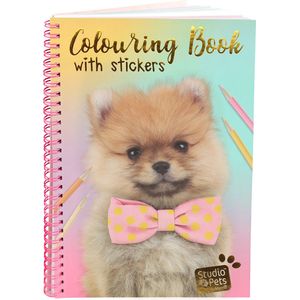 Studio Pets Kleurboek met Stickers - A5 Pomeriaan Puppy PomPom Editie