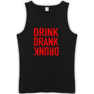 Zwarte Tanktop met “ Drink. Drank, Drunk “ print Rood  Size XXL