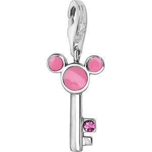 Quiges – 925 - Zilver – Charm - Bedel - Hanger - Roze Mickey Sleutel - met – sterling - zilver - karabijnslot - geschikt - voor - Zinzi, Thomas – Sabo - Ti Sento - Bedelarmband HC209