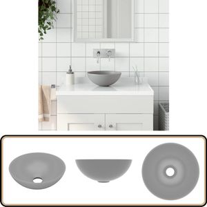 vidaXL Wastafel Keramiek Rond - Lichtgrijs - 28 cm Badkamer Wastafel - Keramische Wastafel - Ronde Wastafel - Licht Grijze Wastafel - Design Wastafel