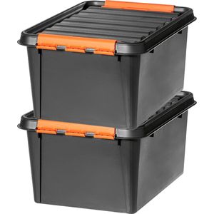 Set van 2 - Opbergdoos met deksel - 32 Liter - Opbergbox SmartStore™ Pro 31 - Stapelbaar en Nestelbaar - 10 jaar garantie - Voedselveilig - BPA vrij - Stevige deksels en versterkte hoeken - L50 x B39 x H26 cm