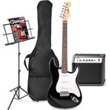 Elektrische gitaar met gitaar versterker - MAX Gigkit - Perfect voor beginners - incl. muziekstandaard, gitaar stemapparaat, gitaartas en plectrum - Zwart