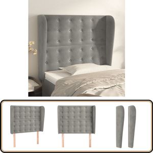 vidaXL Hoofdbord Fluweel - Lichtgrijs - Inclusief Randen Hoofd Bord - Hoofdbord - Bedding Accessoires - Luxe Hoofdbord - Velvet Hoofdbord
