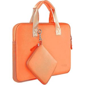 Laptop Sleeve Bag Compatibel 13 ""-13.3"" MacBook Air Pro, Surface Laptop 13.5 "", Waterbestendige Elastische Neopreen Notebook Handtas met Kleine Case,Oranje