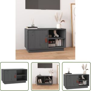 The Living Store Tv-meubel 70x34x40 cm massief grenenhout grijs - Tv Kast - Tv Meubels - Hifi Meubels - Vintage Tv Kast - Grenoblehouten Tv Kast