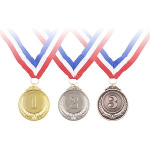 Funny Fashion Verkleed medailles met lint - 3x - goud/zilver/brons - kunststof - 6 cm - speelgoed