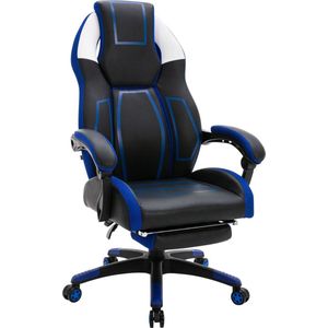 In And OutdoorMatch Bureaustoel Constantino - Kunstleer - Zwart en Blauw - Hoogwaardige bekleding - Comfortabel gevoerd - Luxe uitstraling