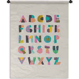 Wandkleed Alfabet  - Illustratie van het alfabet in vrolijke kleuren Wandkleed katoen 150x200 cm - Wandtapijt met foto