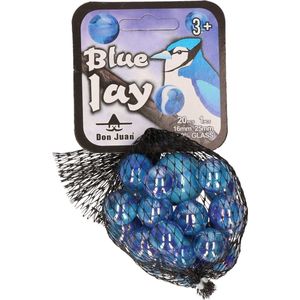 Speelgoed knikkers Blue Jay - 21 stuks - knikkerset voor kinderen - glas - 2 formaten