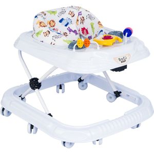 Bogi baby walker - Luxe loopstoel - Verstelbaar in 3 standen - Zitje extra hoog extra veilig - Met 3 speelfuncties - Wit