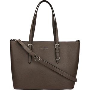 Flora & Co Grote Schoudertas / Handtas Dames - Saffiano - Nora - Taupe Fonce