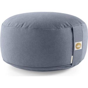 Yogakussen, rond meditatiekussen van biokatoen, GOTS-gecertificeerd, zithoogte: 15 cm, blauw